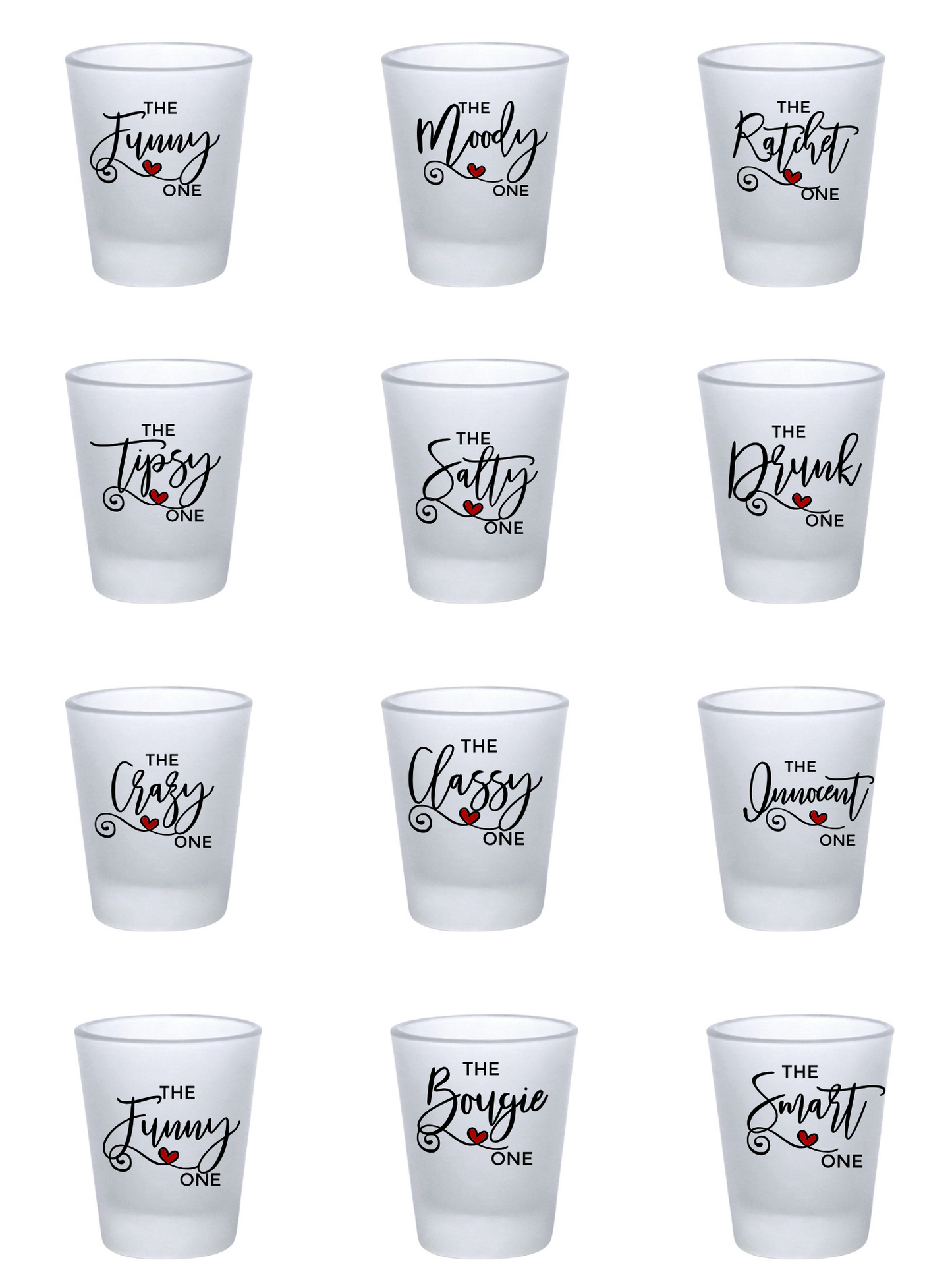 The ONE - 12 decals -Shot glasses or keychain