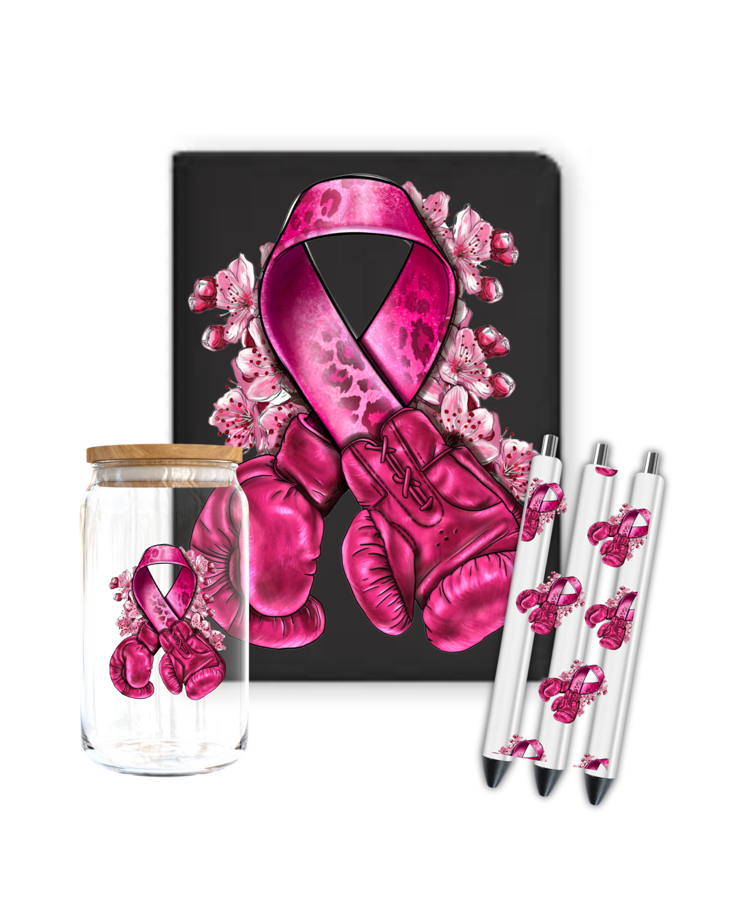 Breast Cancer Pink Boxing gloves- Journal UV DTF