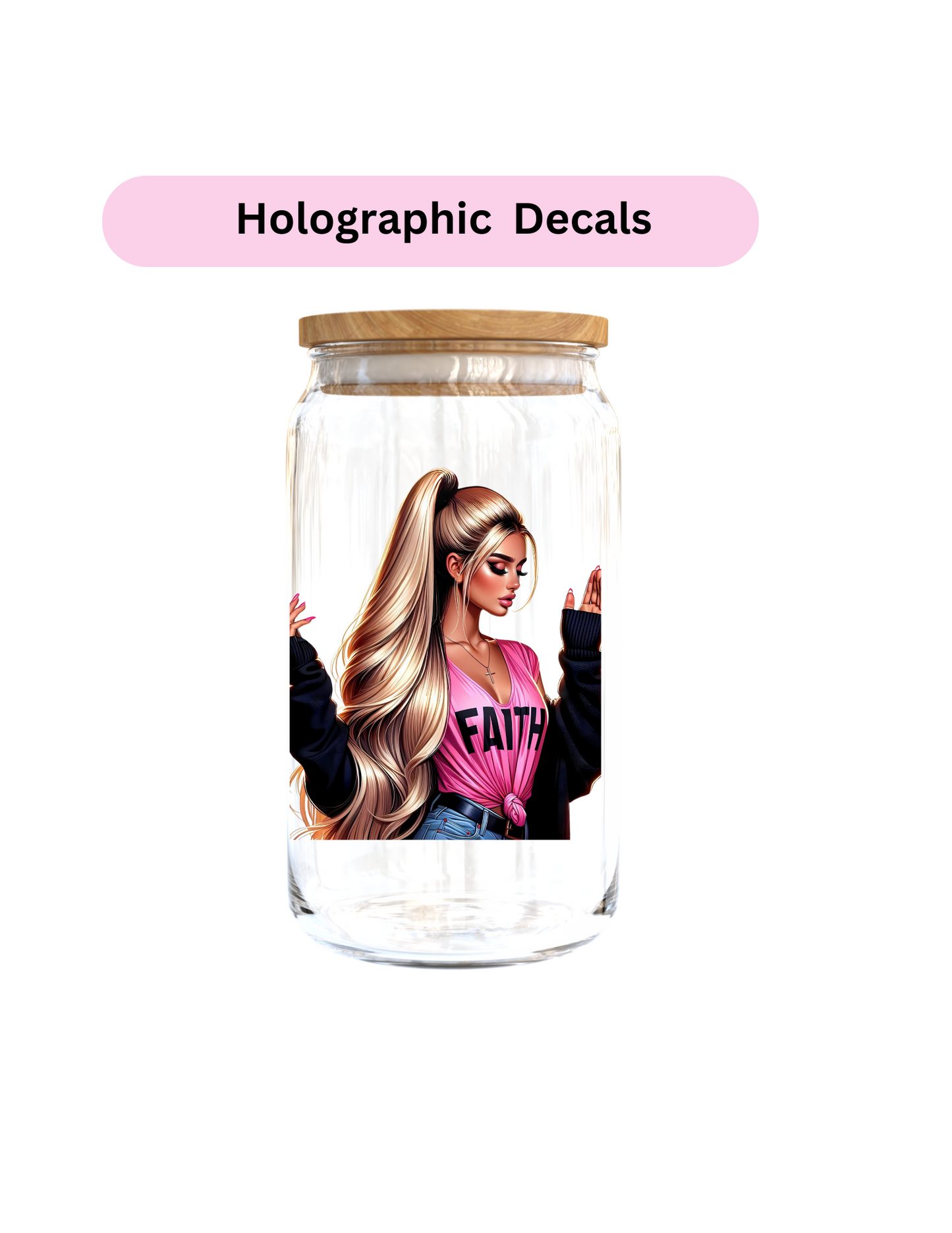 Faith (Blonde hair) -(HOLOGRAPHIC)-Journal UV DTF DECAL