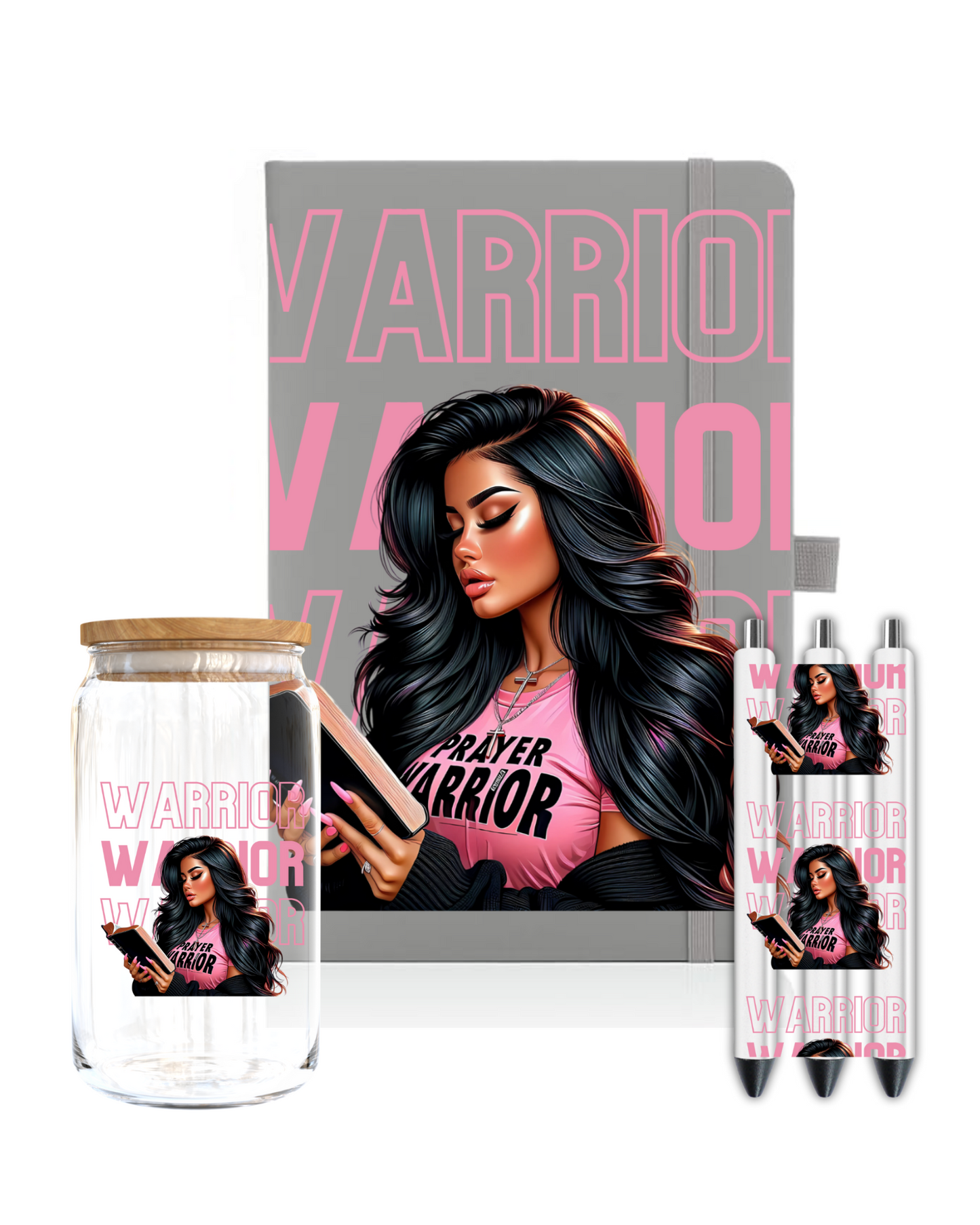 Warrior -pink latino girl - Journal UV DTF