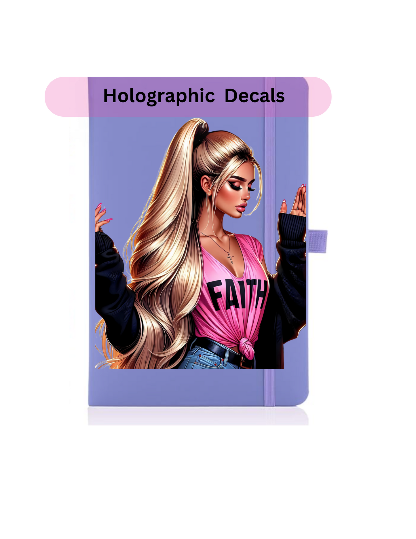 Faith (Blonde hair) -(HOLOGRAPHIC)-Journal UV DTF DECAL