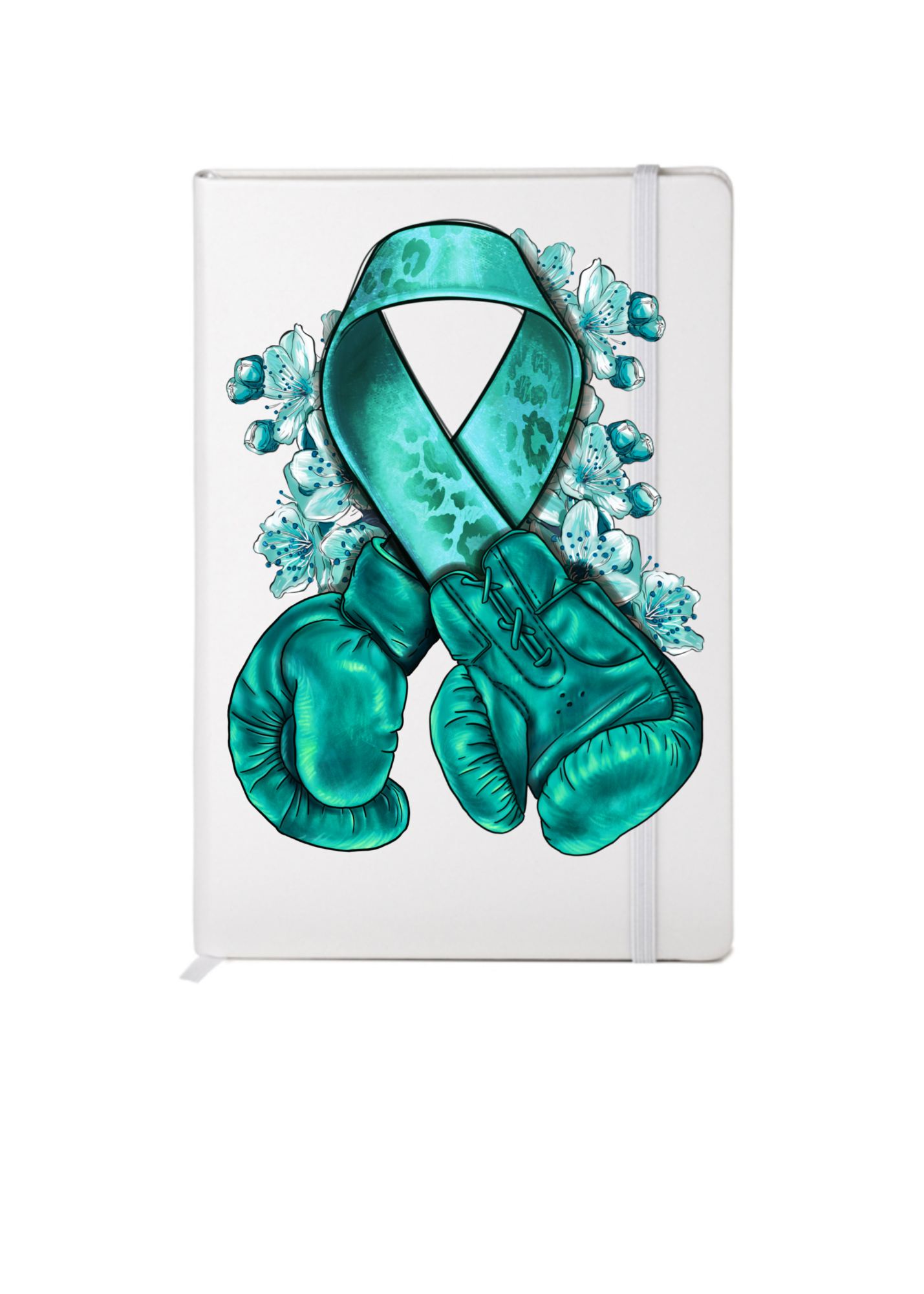 Ovarian Caner teal ribbon Awareness- Gloves-UV DTF