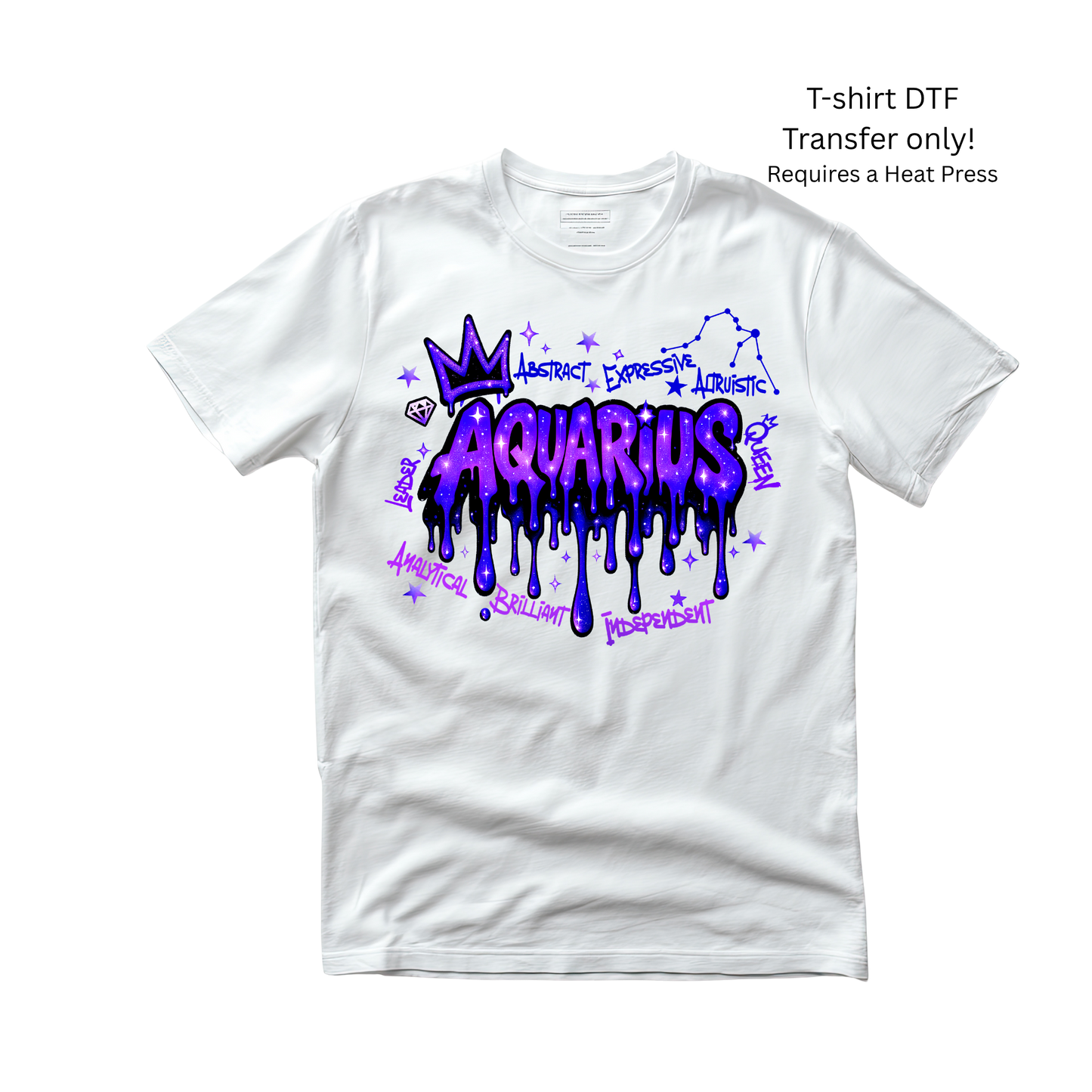 Aquarius Zodiac Sign -Dtf Transfer