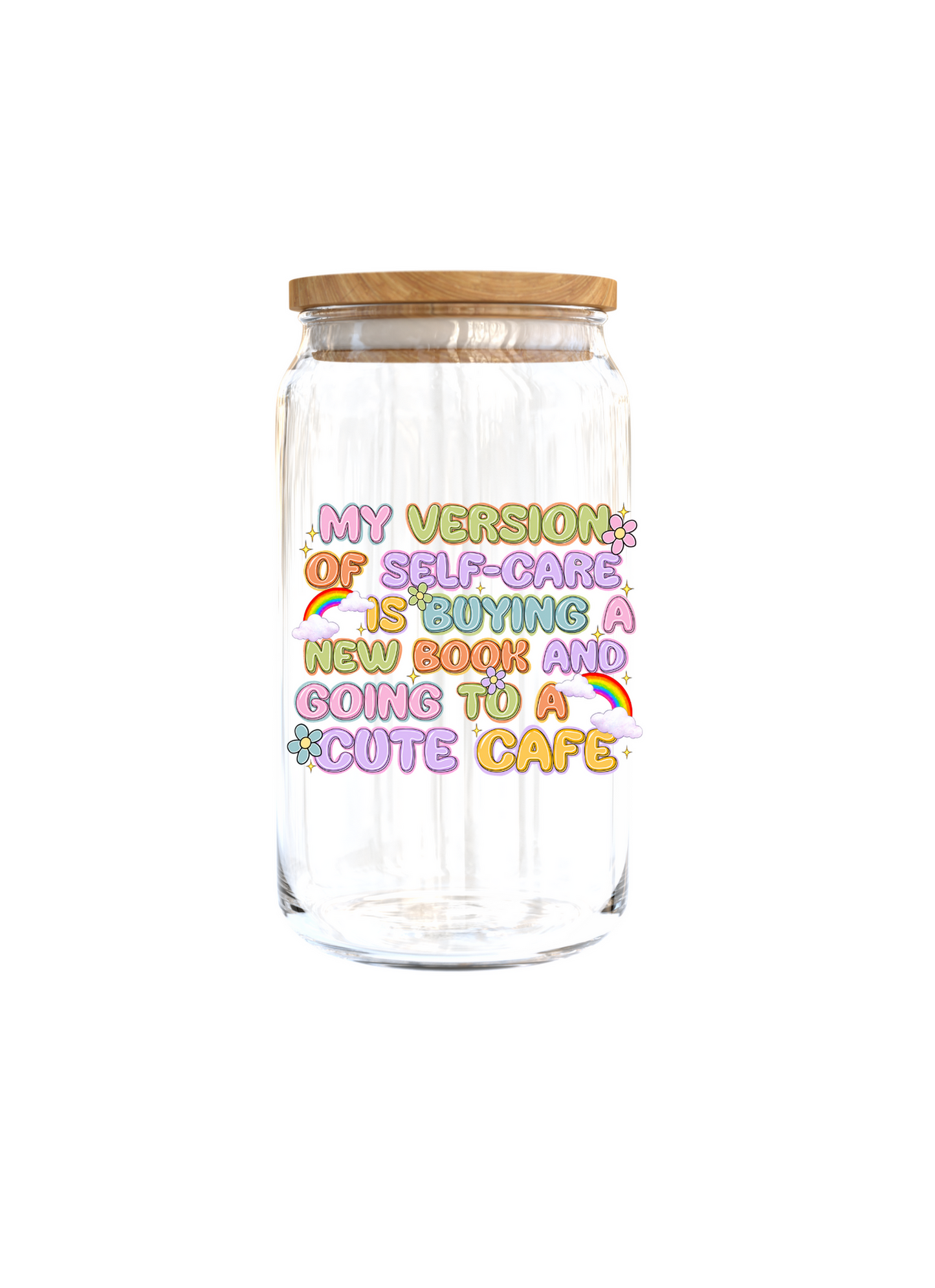 My version of self care is buying a new book and going to a cute cafe| UV DTF DECAL 3''(Double Sided image)