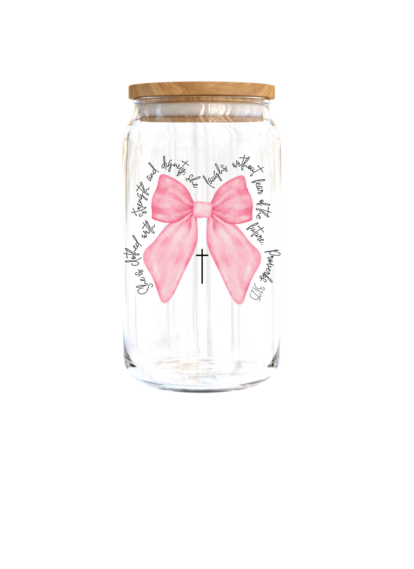 Proverbs She is Clothed with Strength Coquette Bow Dark Pink | Journal UV DTF DECAL