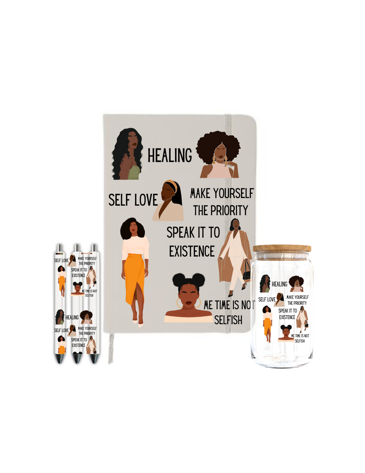 Self love Affirmations (black woman) healing , self love -Journal UV DTF DECAL
