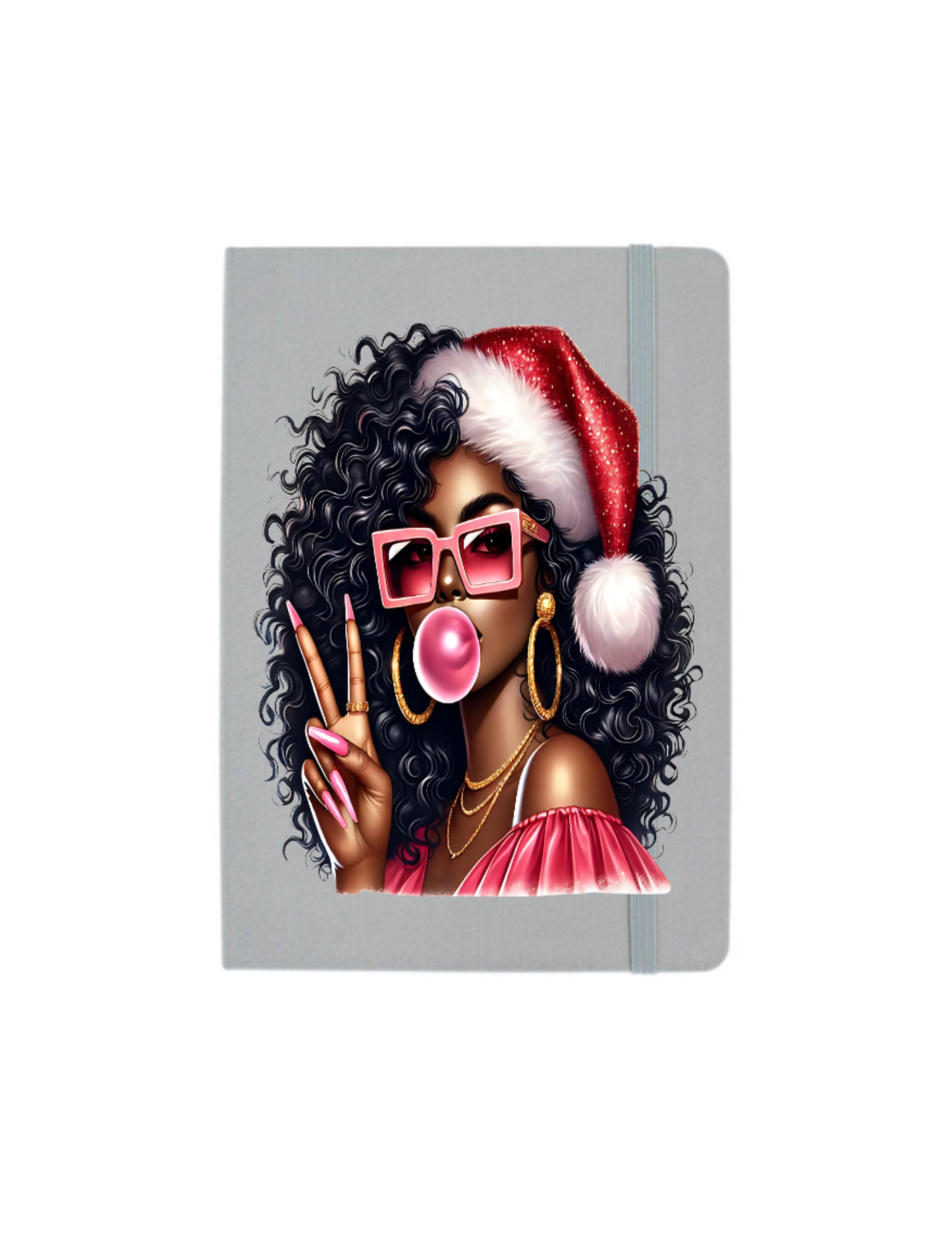 Santa Girl with peace sign-UV DTF