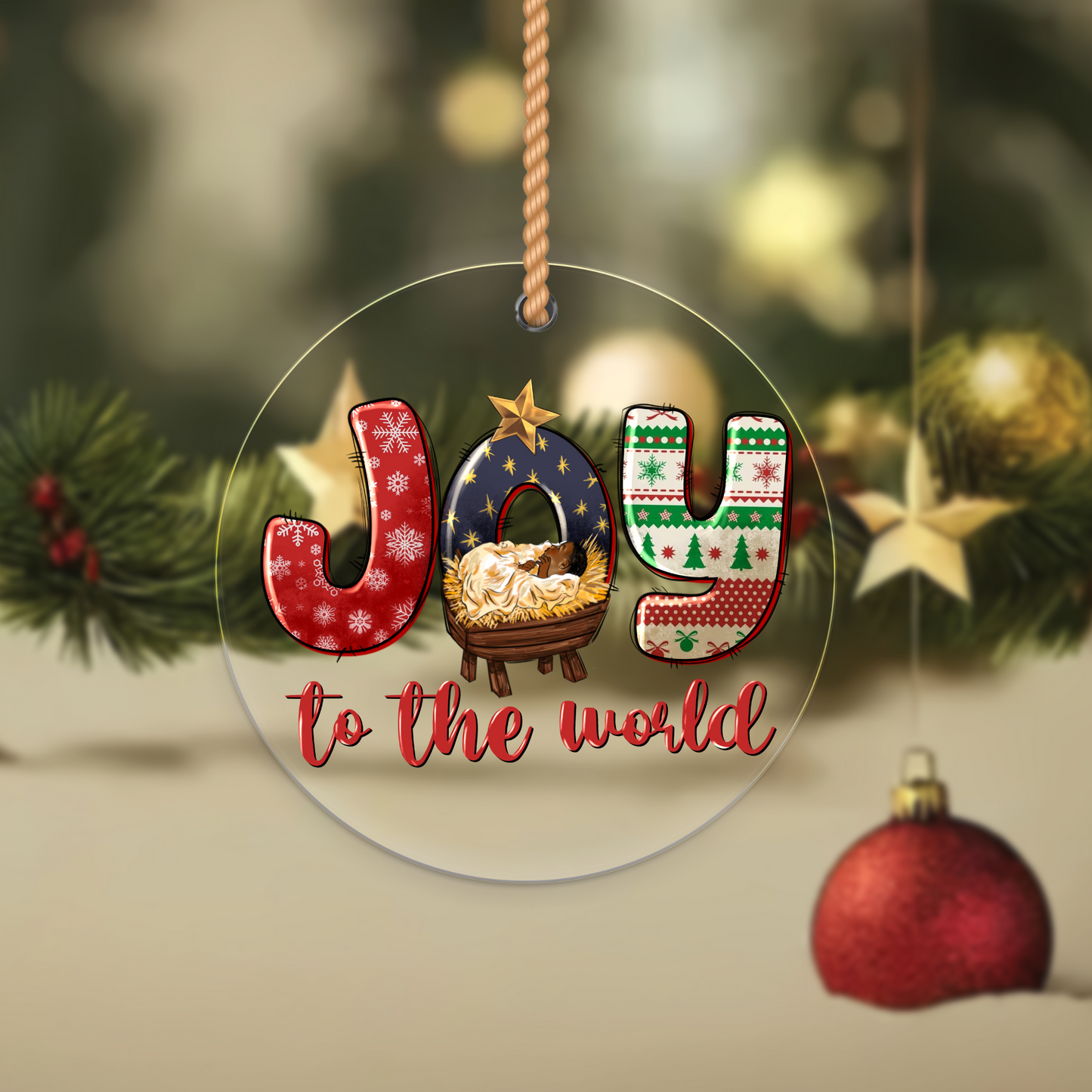 Joy of the world ( Black Baby) - Christmas Ornament UV DTF