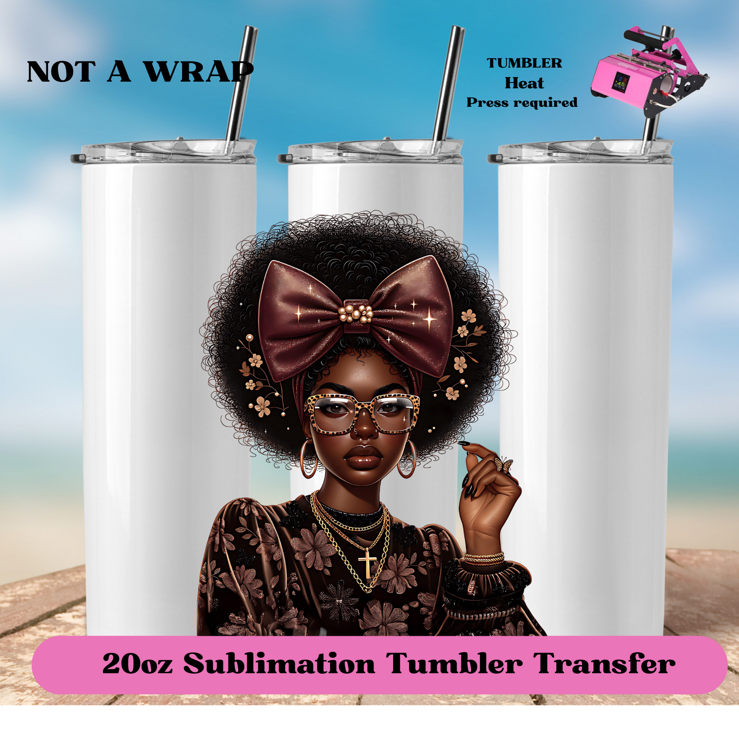 Brown lady bow-20oz Skinny Tumbler (NOT A WRAP)