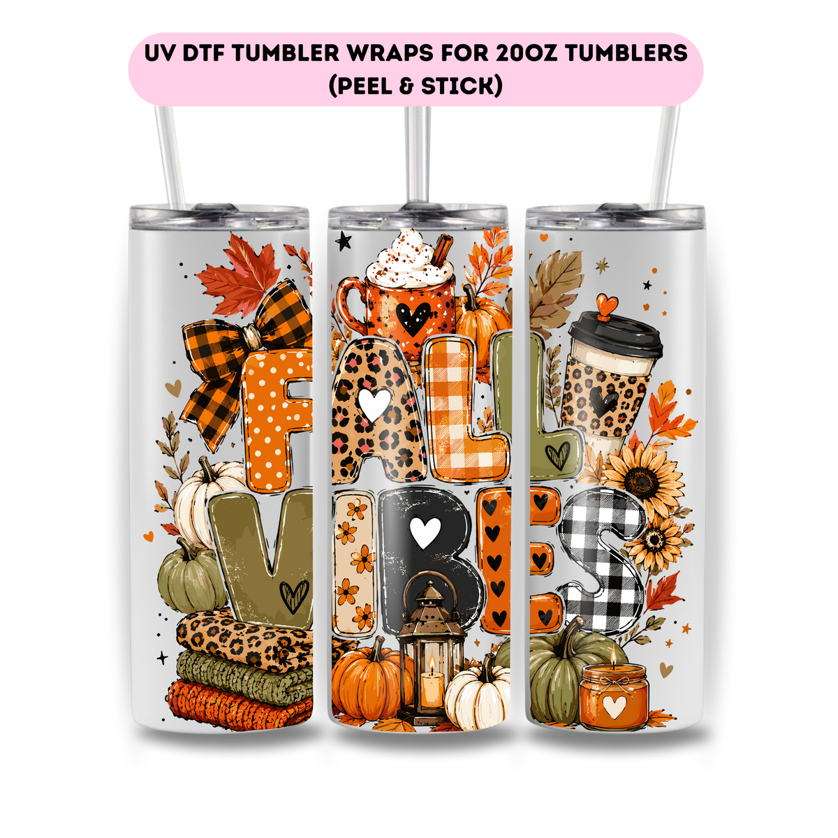 Fall vibes-FULL WRAP UV DTF DECAL