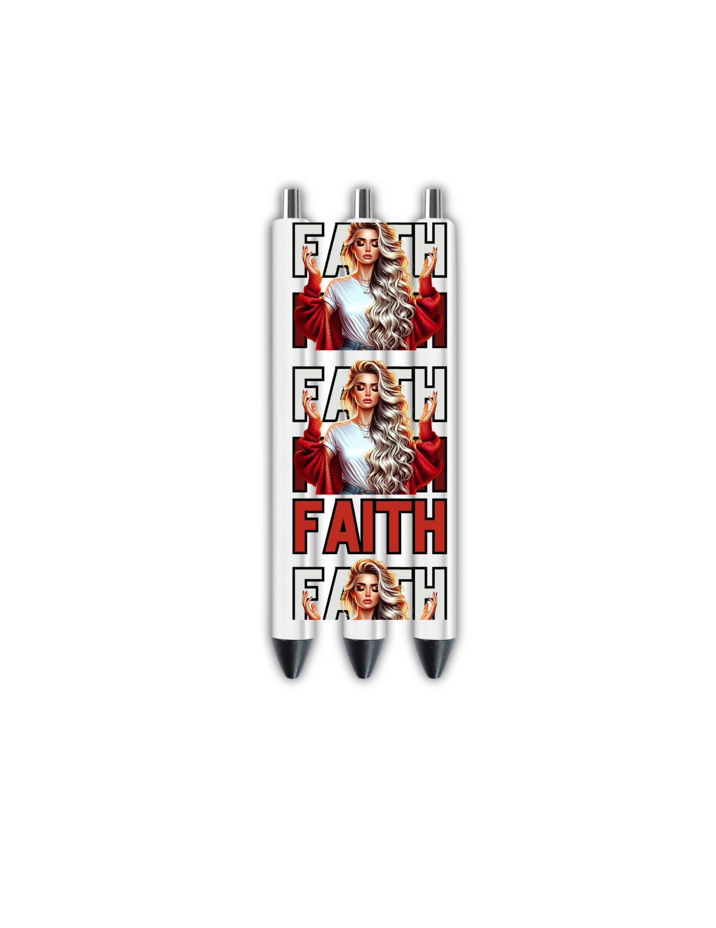 Faith - red -blonde hair - Journal UV DTF