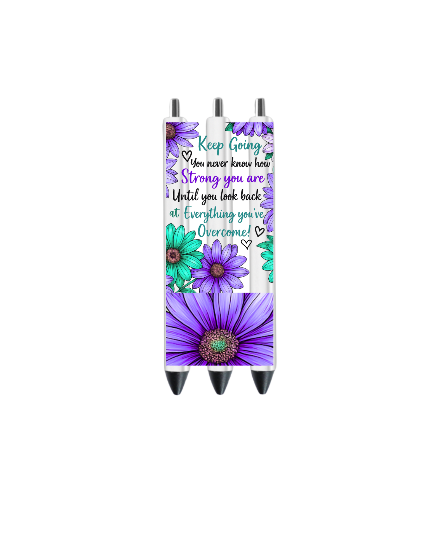 Keep going (teal and purple Flowers)- Journal UV DTF DECAL