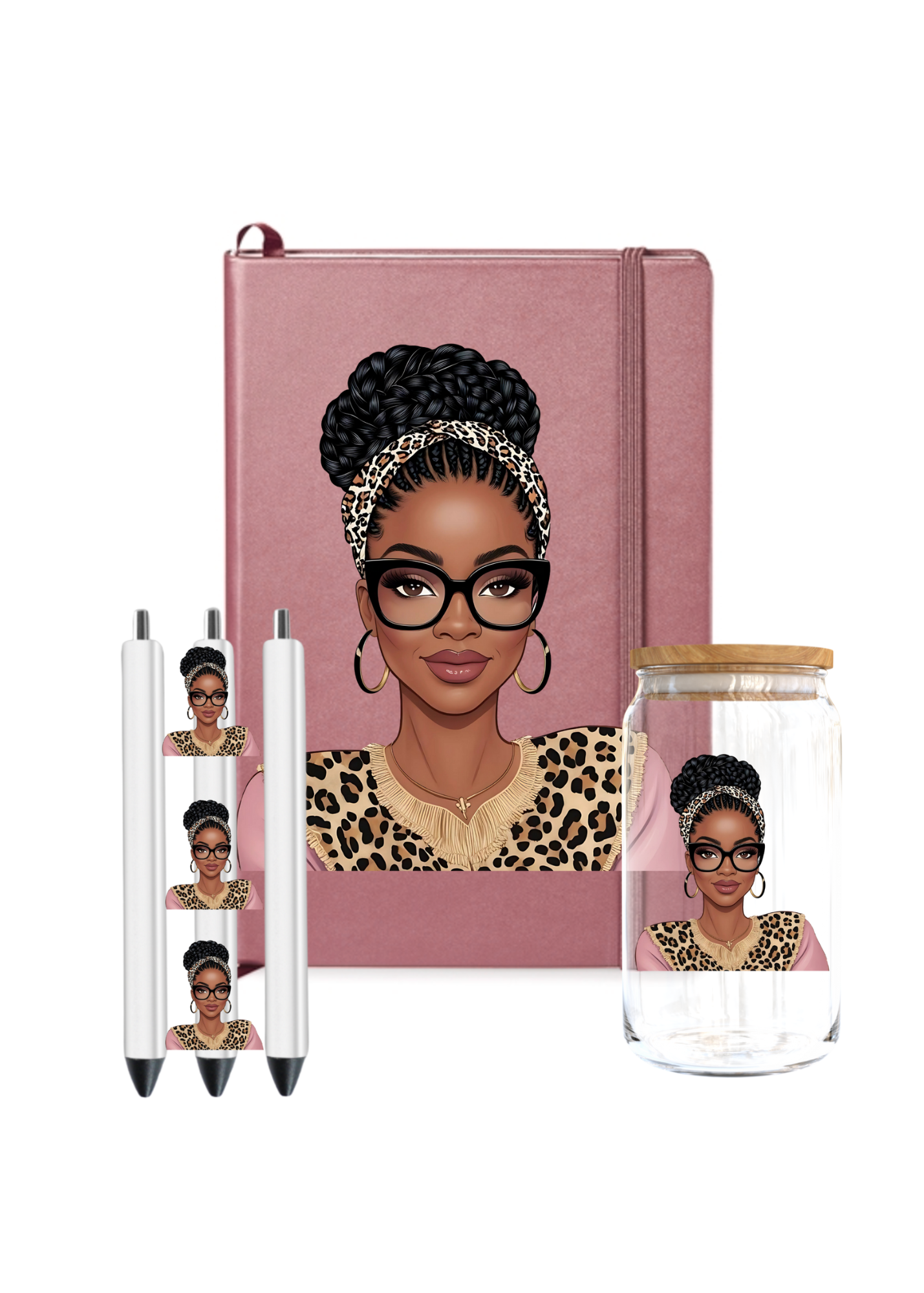 Lady with glasses and a leopard print-UV DTF