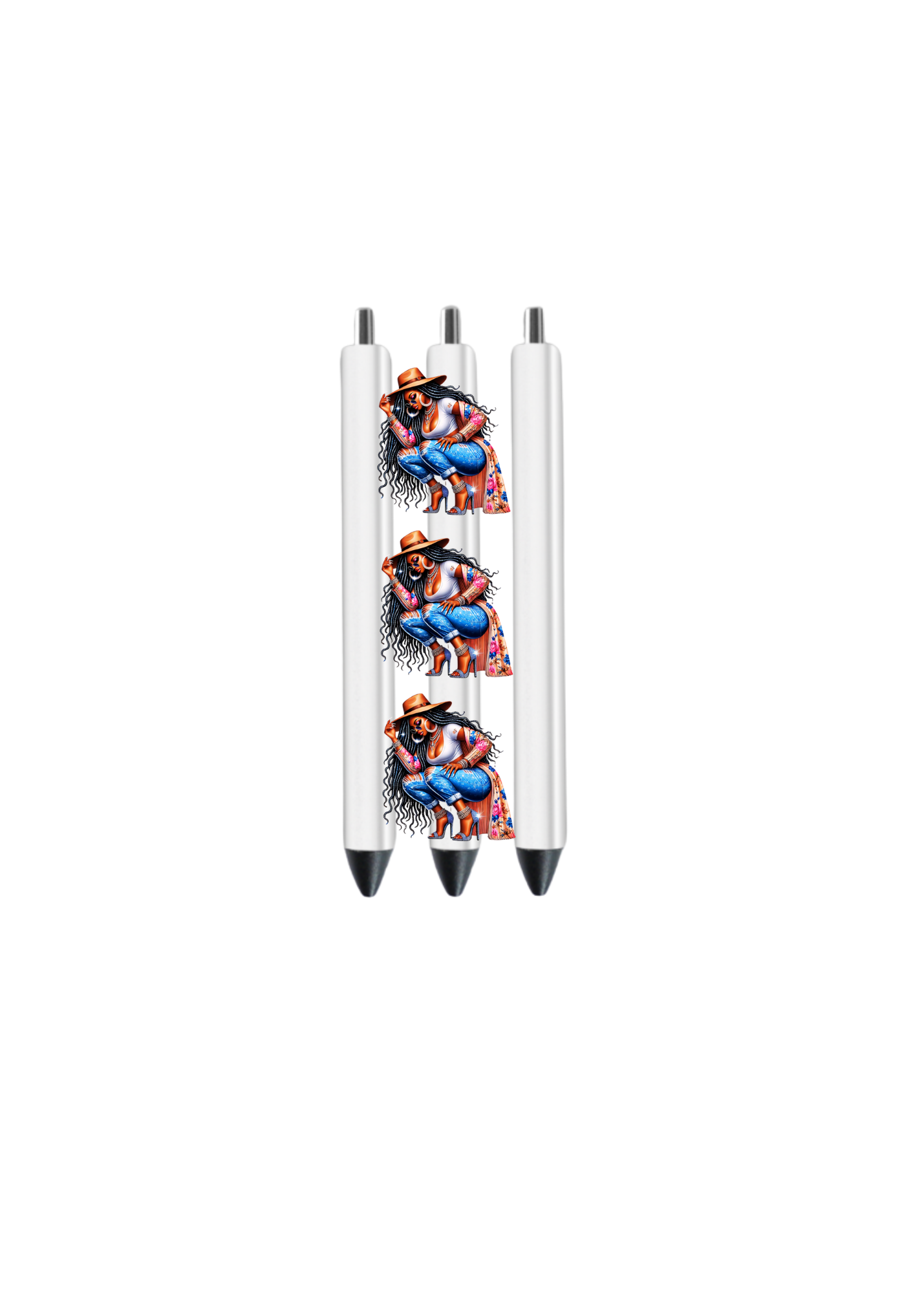 Black woman with heels and hat-UV DTF