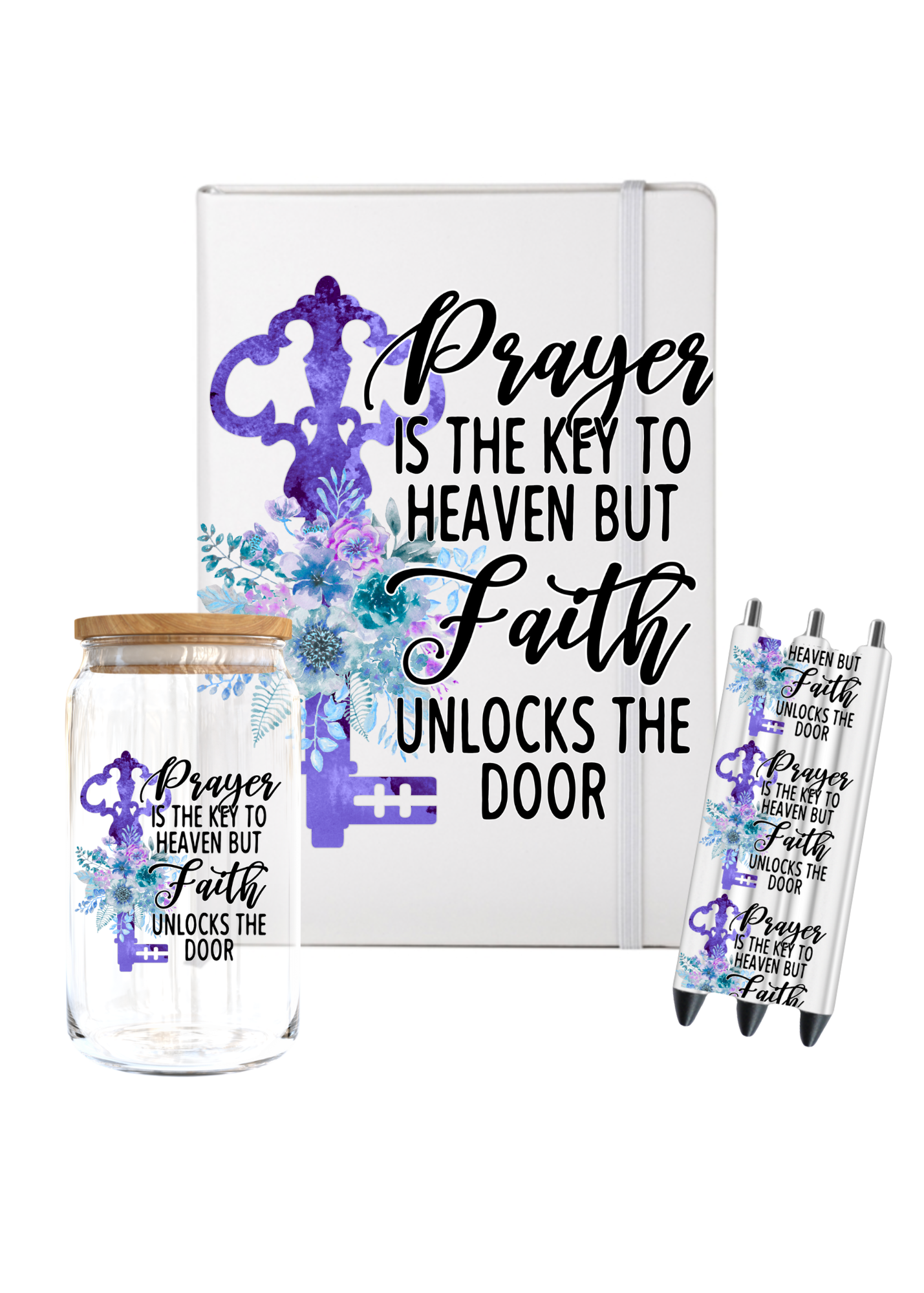 (PURPLE KEY) Prayer is the key to heaven but Faith unlocks the door-UV DTF
