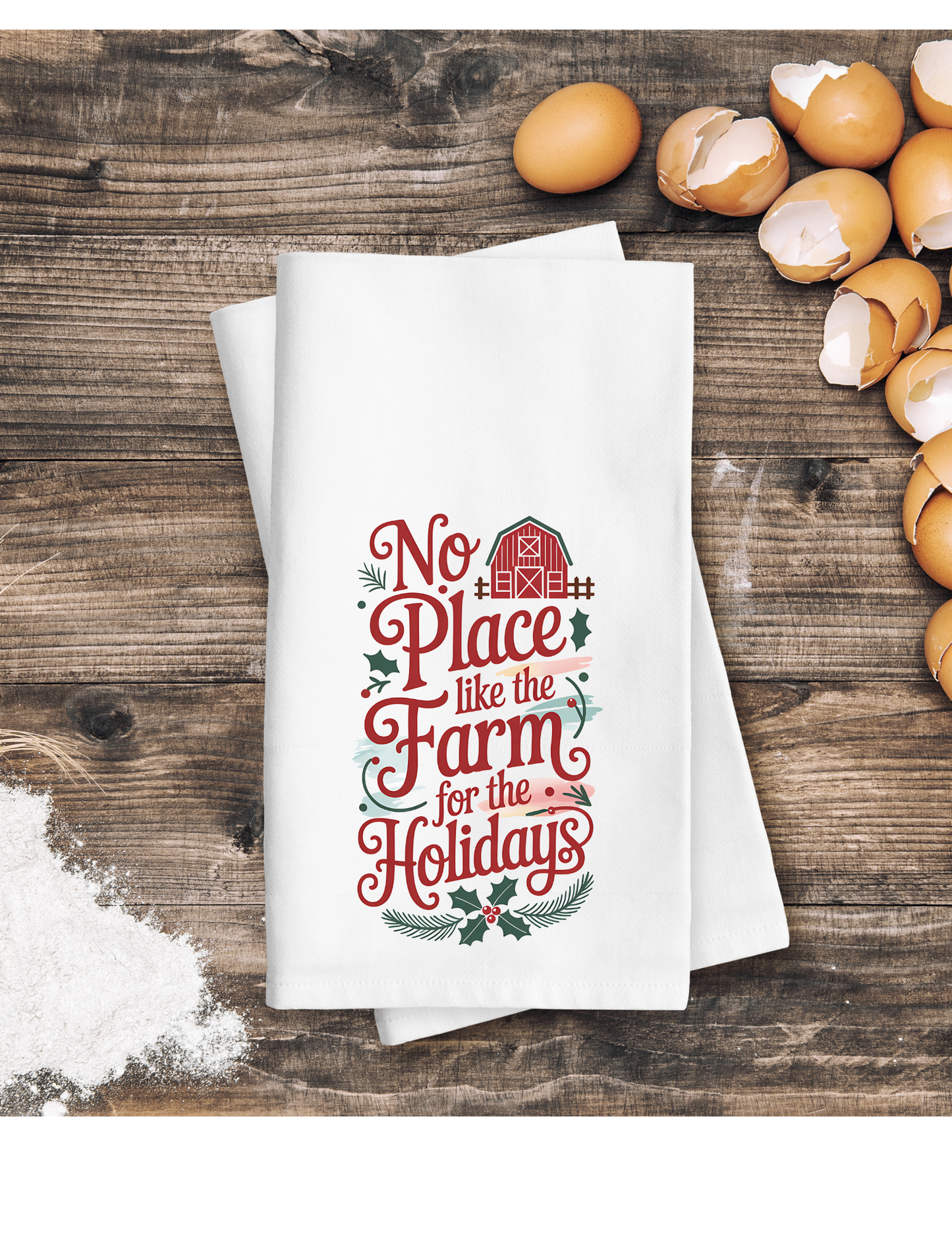 No place like the Farm for the holidays- Kitchen Towel DTF