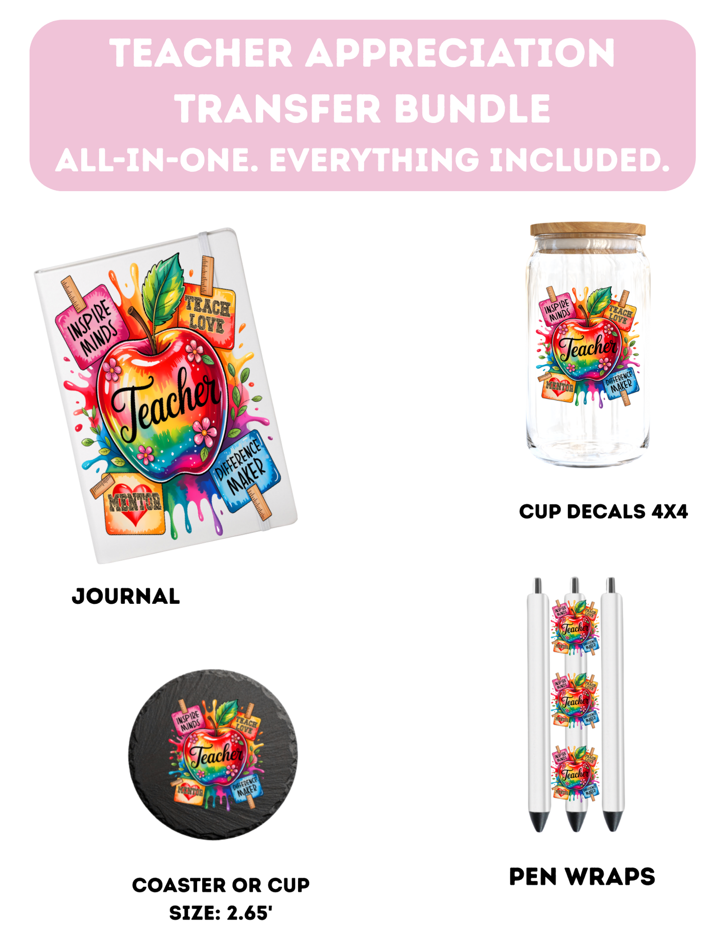 Teacher (Colorful )- Everything Included-UV DTF