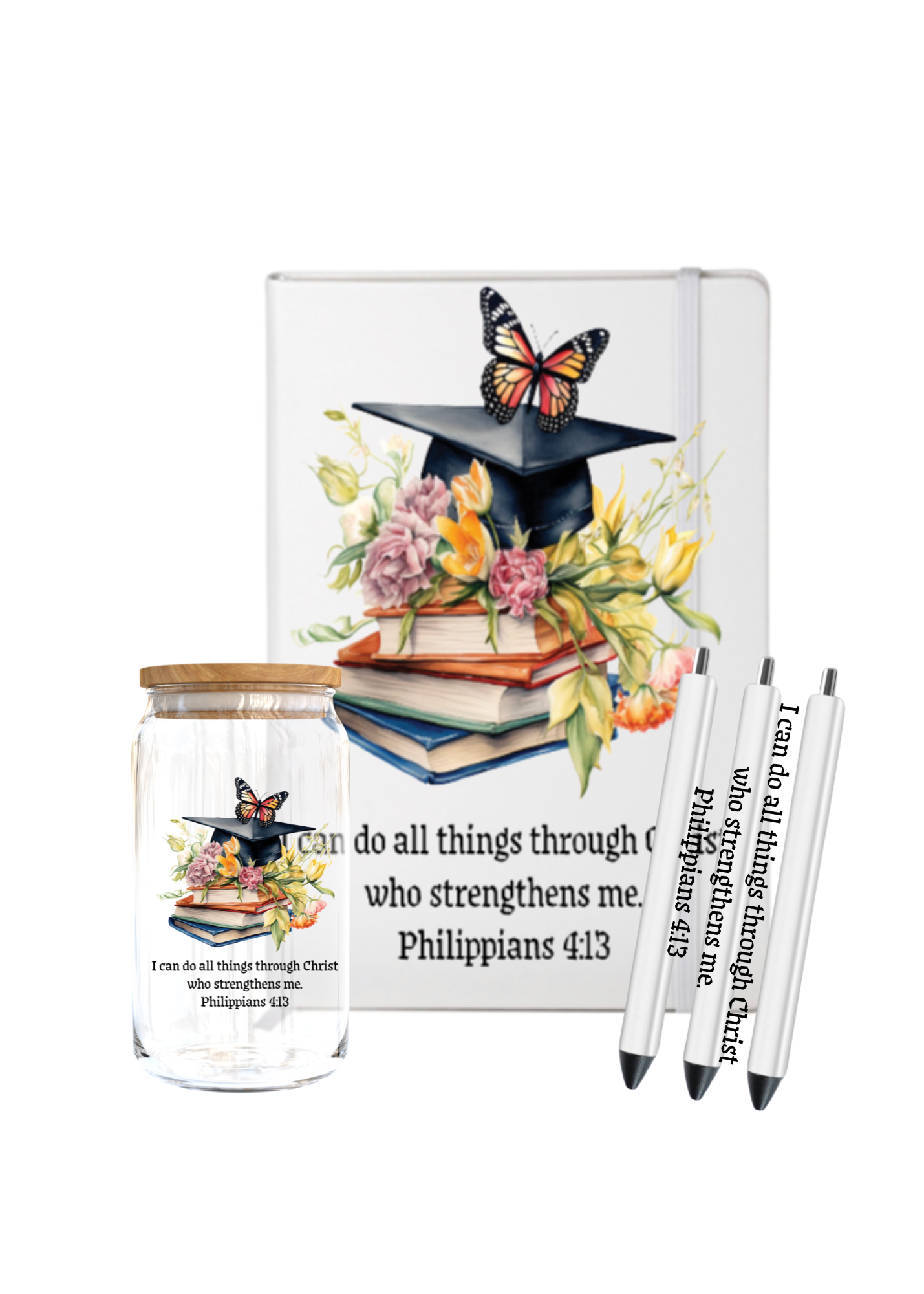 I can do all things through - Graduation (Cap with butterflies & flowers)-UV DTF