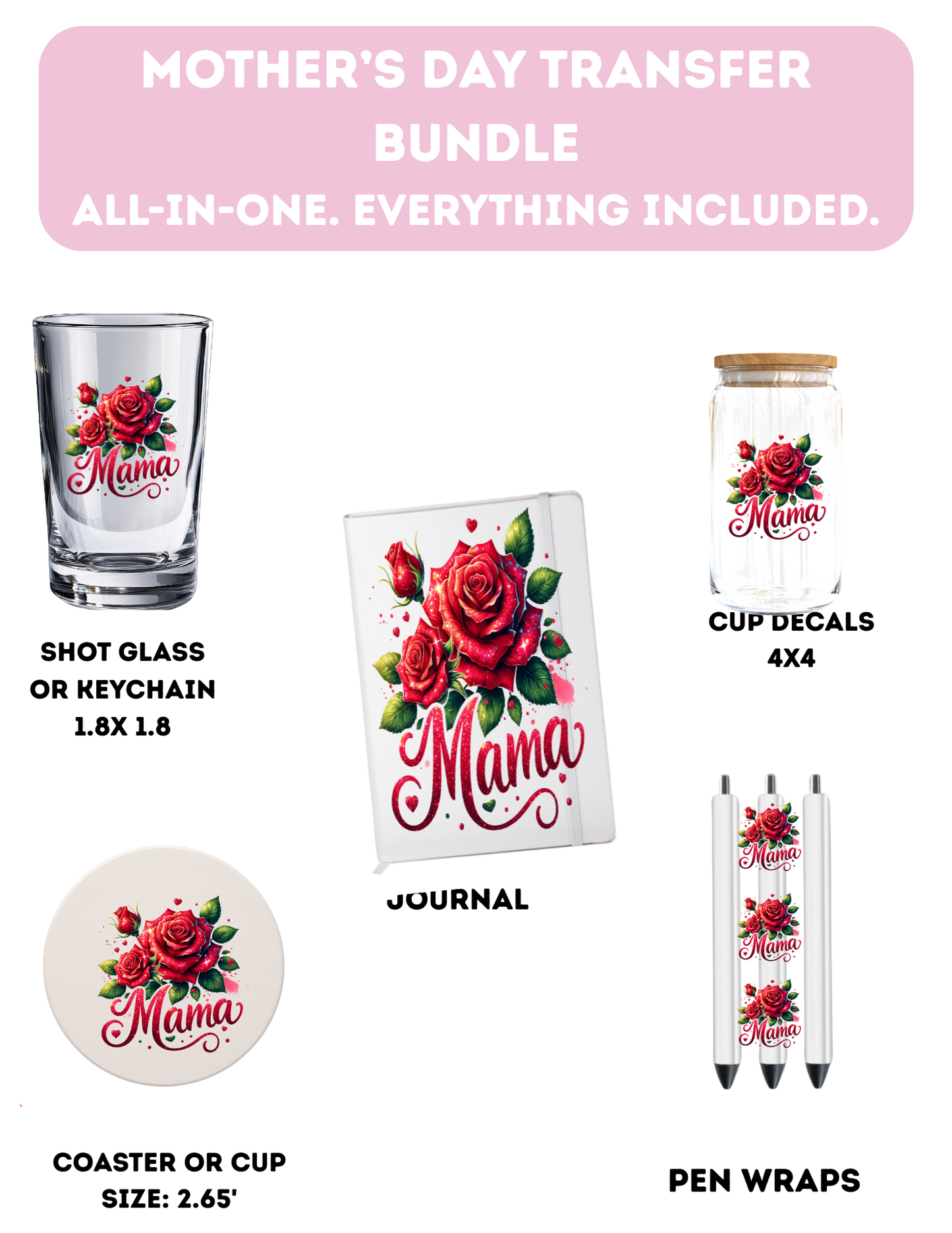 Mama red roses - Everything Included-UV DTF