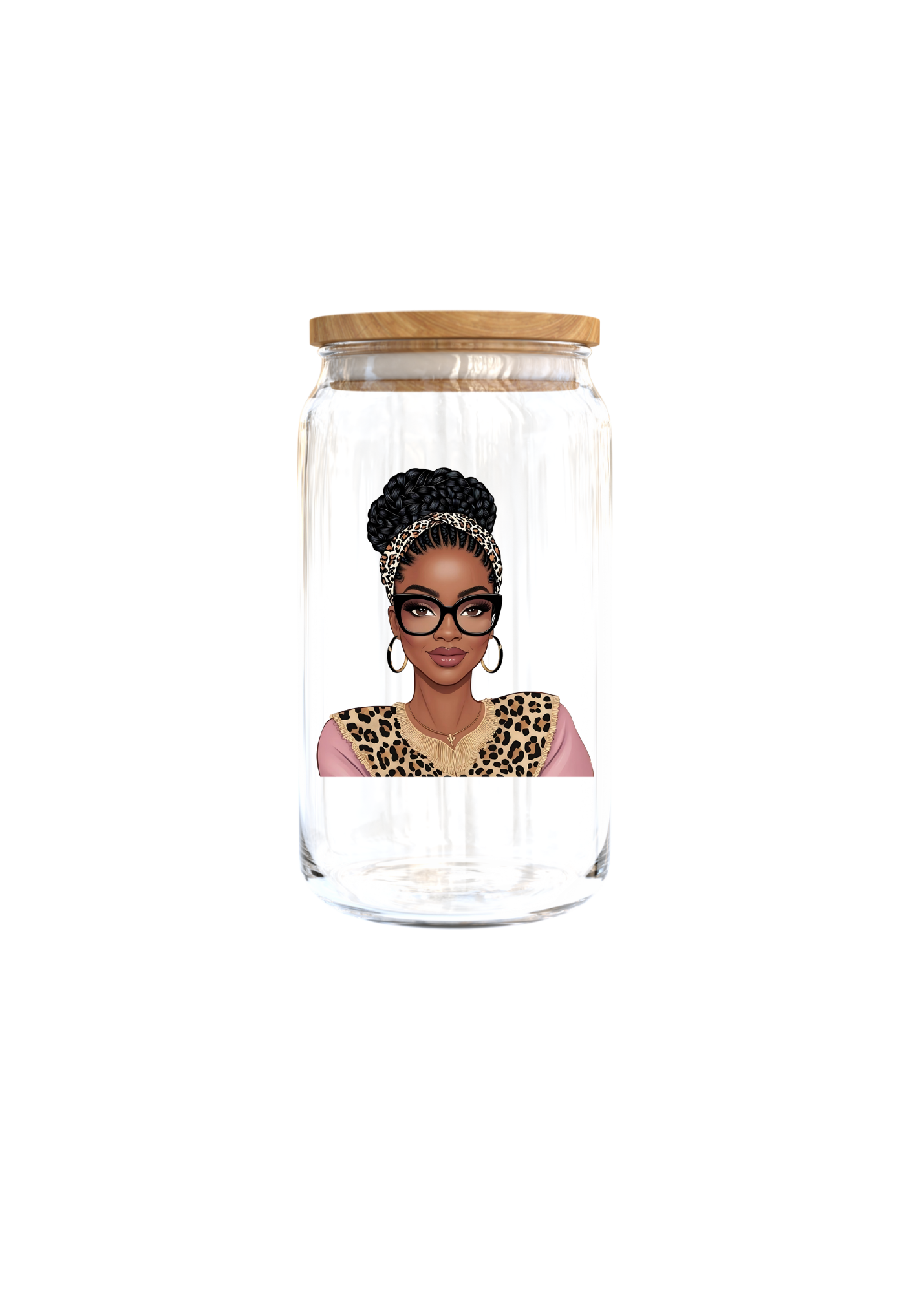 Lady with glasses and a leopard print-UV DTF
