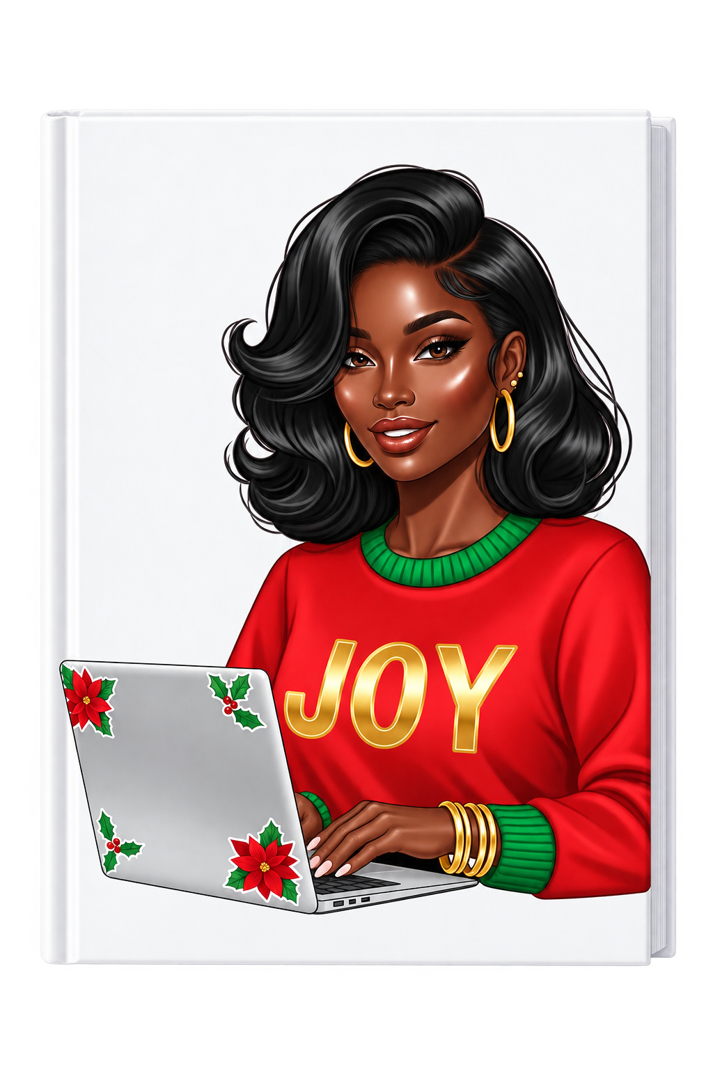 Joy ( lady on Laptop) (Christmas theme) -UV DTF