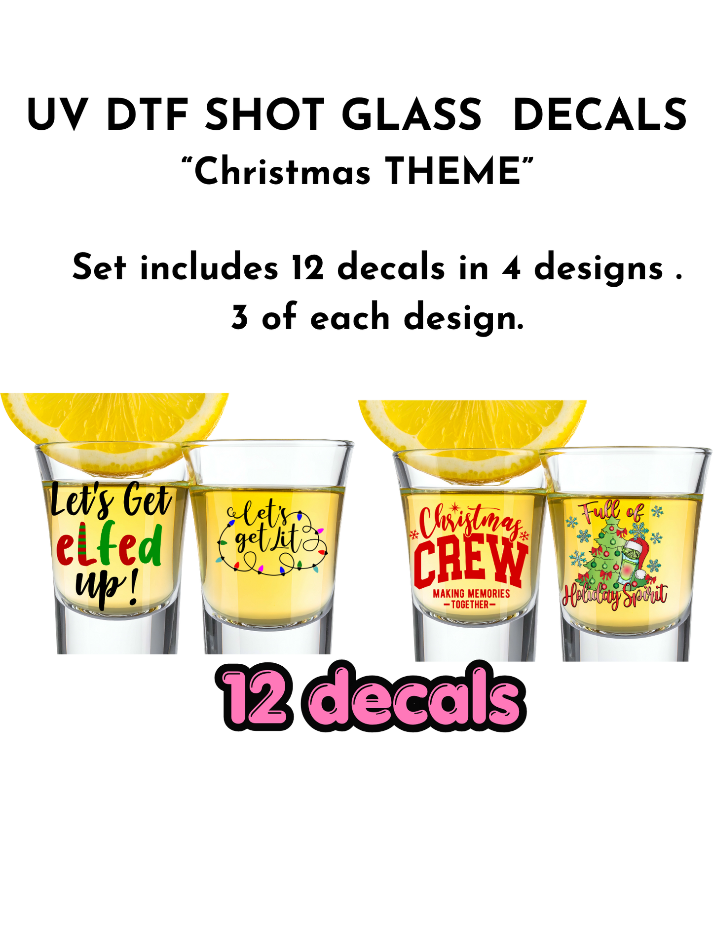Christmas IN JULY 12 decals - UVDTF-Shot glasses