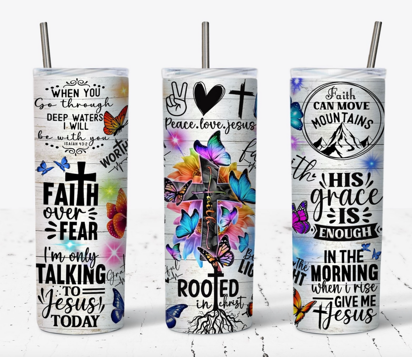 Faith Affirmations - Bible Verse 20oz Skinny Tumbler Sublimation