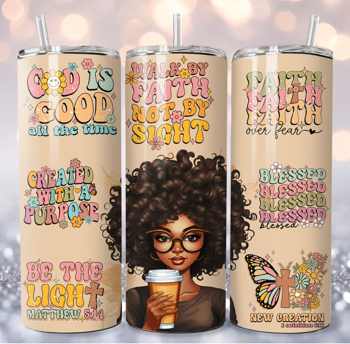 Christian Quotes 20oz Skinny Tumbler Sublimation