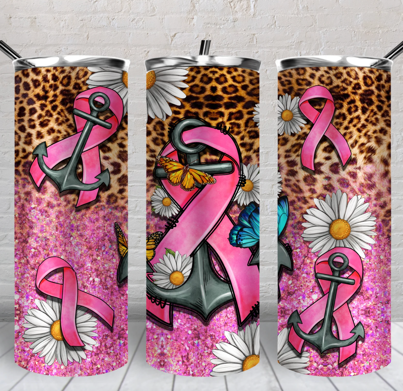 CANCER anchor -20oz Skinny Tumbler