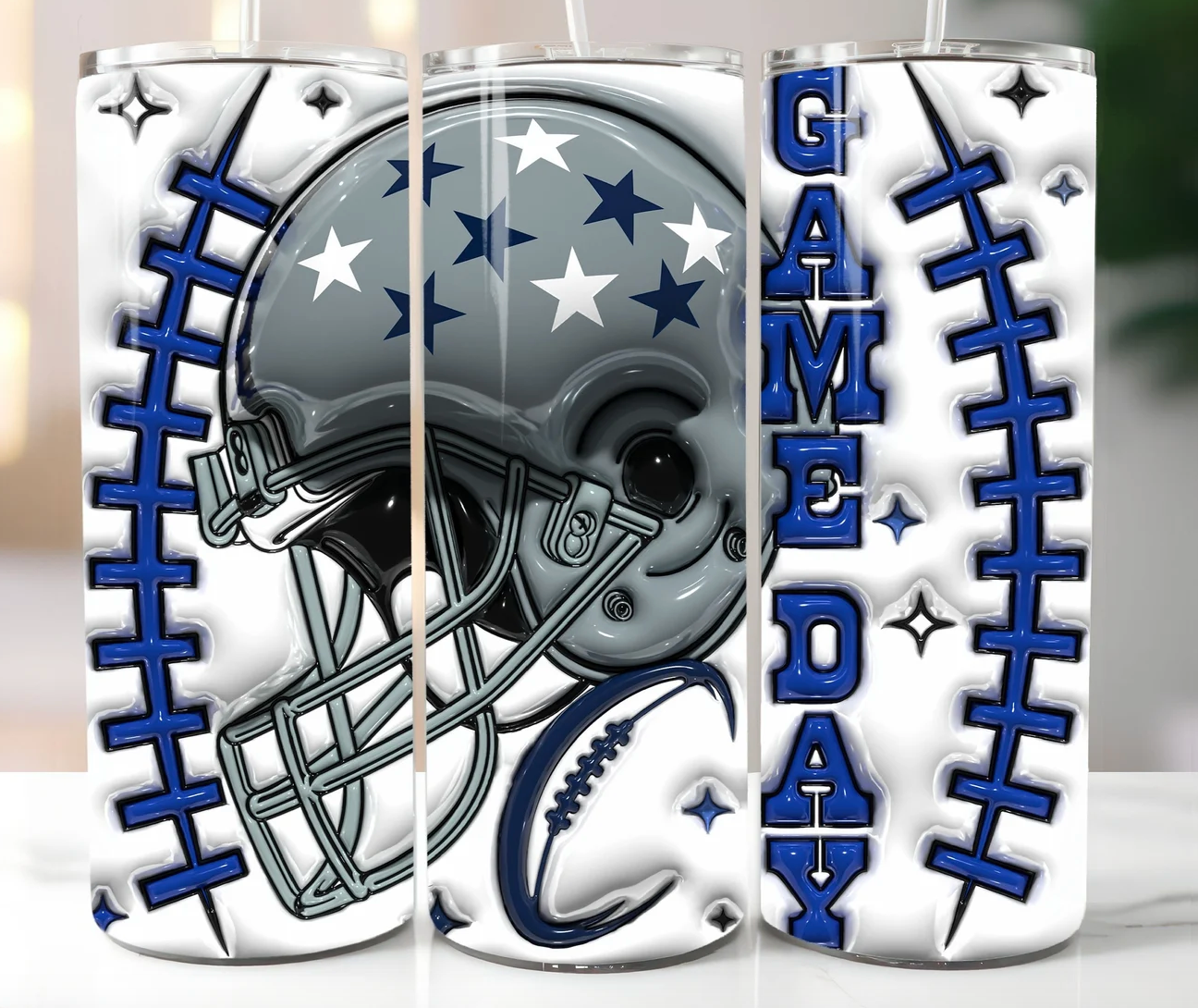 Game day (Navy Blue & Grey) -20oz Skinny Tumbler