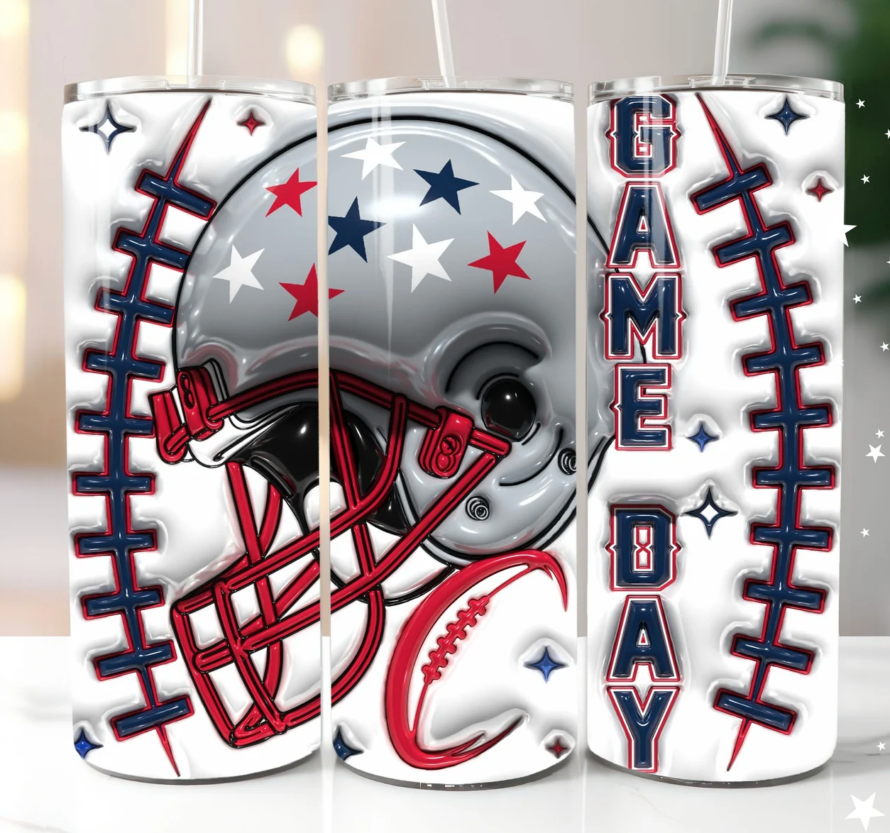 Game day (Red ,Blue, White)-20oz Skinny Tumbler