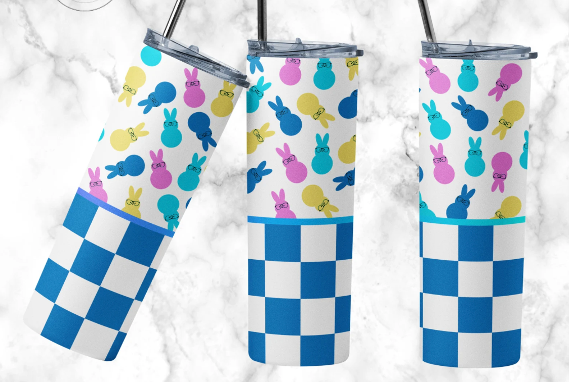 Blue Checker Easter-20oz Skinny Tumbler