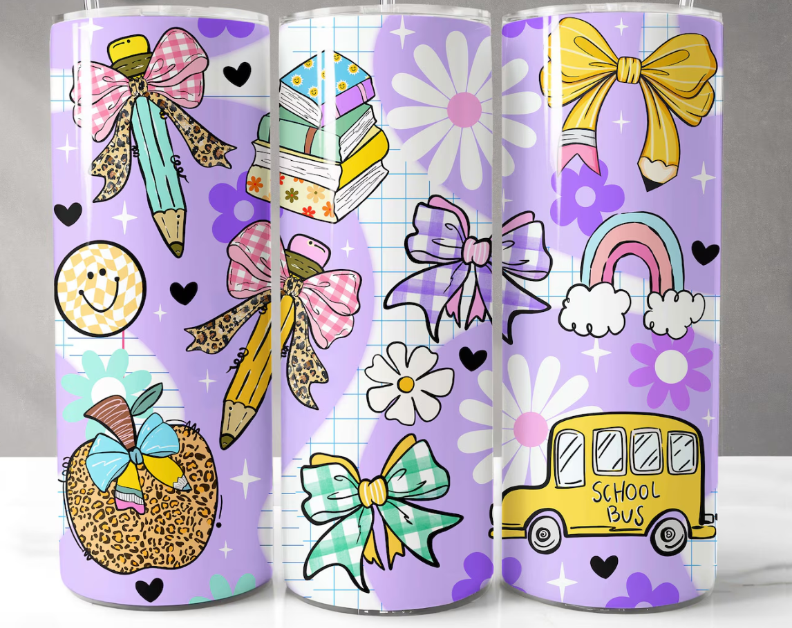 Teacher Tumbler Wrap Coquette School -20oz Skinny Tumbler