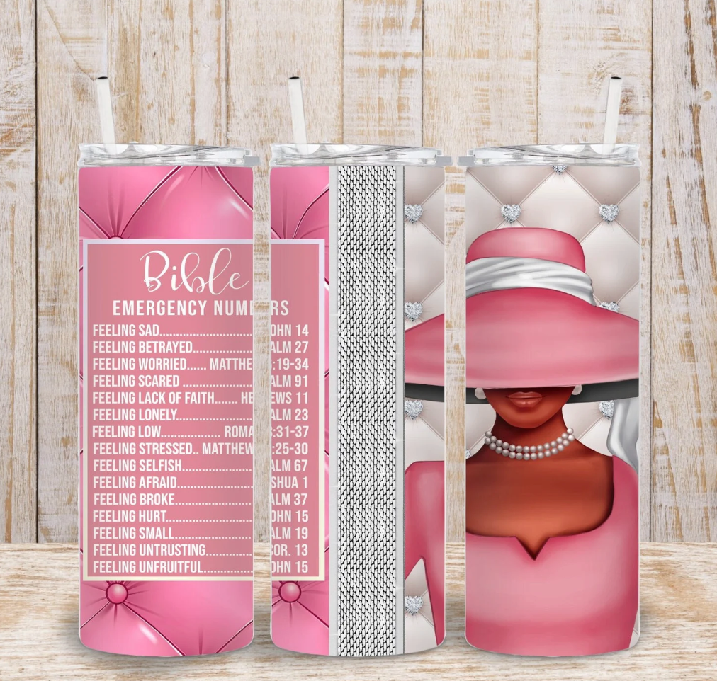 Bible Verse-pink-20oz Skinny Tumbler