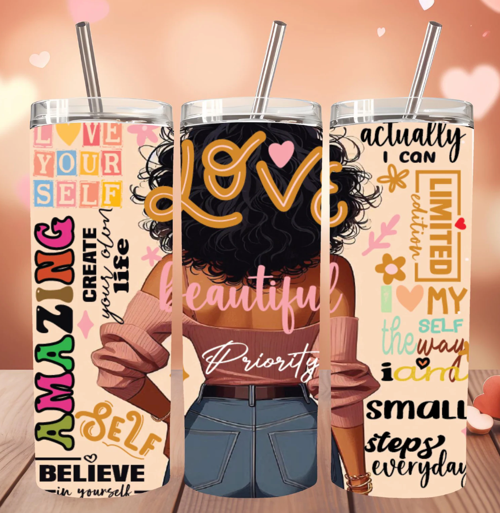 Love Yourself Black-20oz Skinny Tumbler