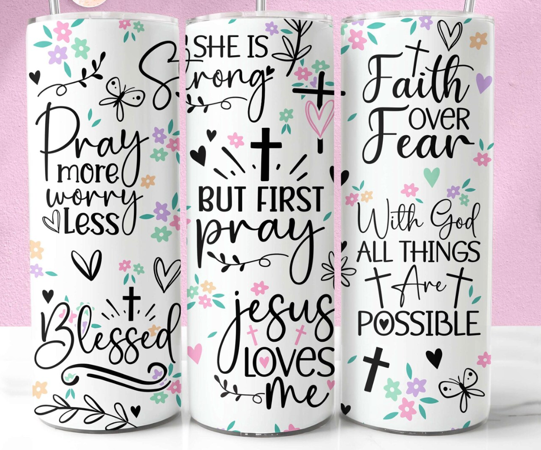 Christian Quotes -20oz Skinny Tumbler