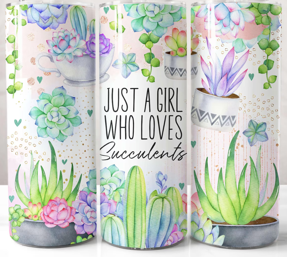 Succulent Tumbler-20oz Skinny Tumbler