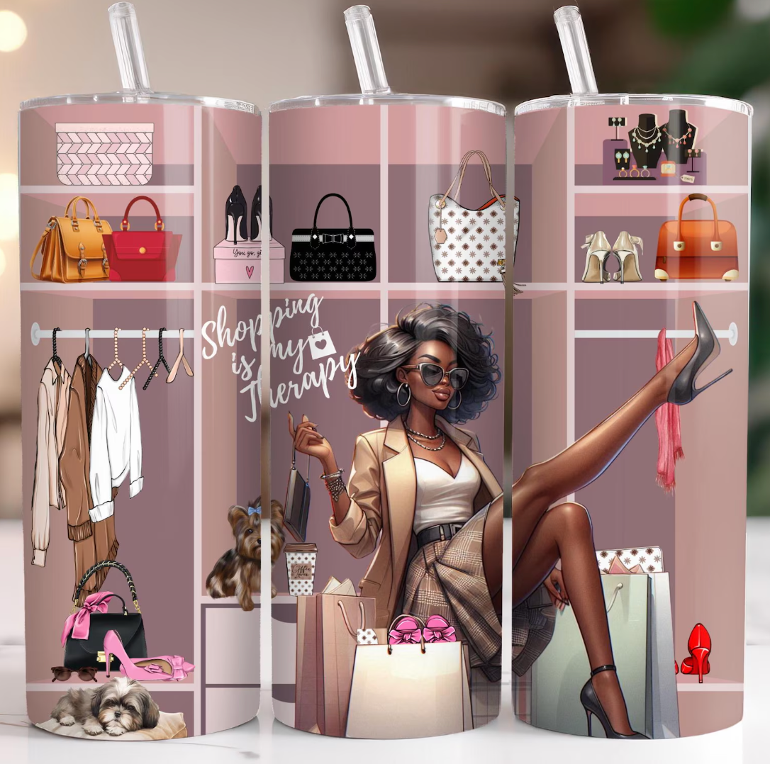 Shopping Is My Therapy -20oz Skinny Tumbler