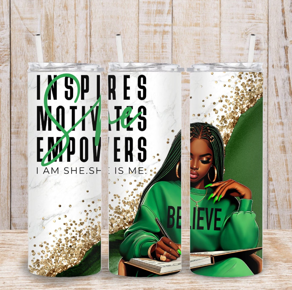 inspires motivates and empowers-20oz Skinny Tumbler