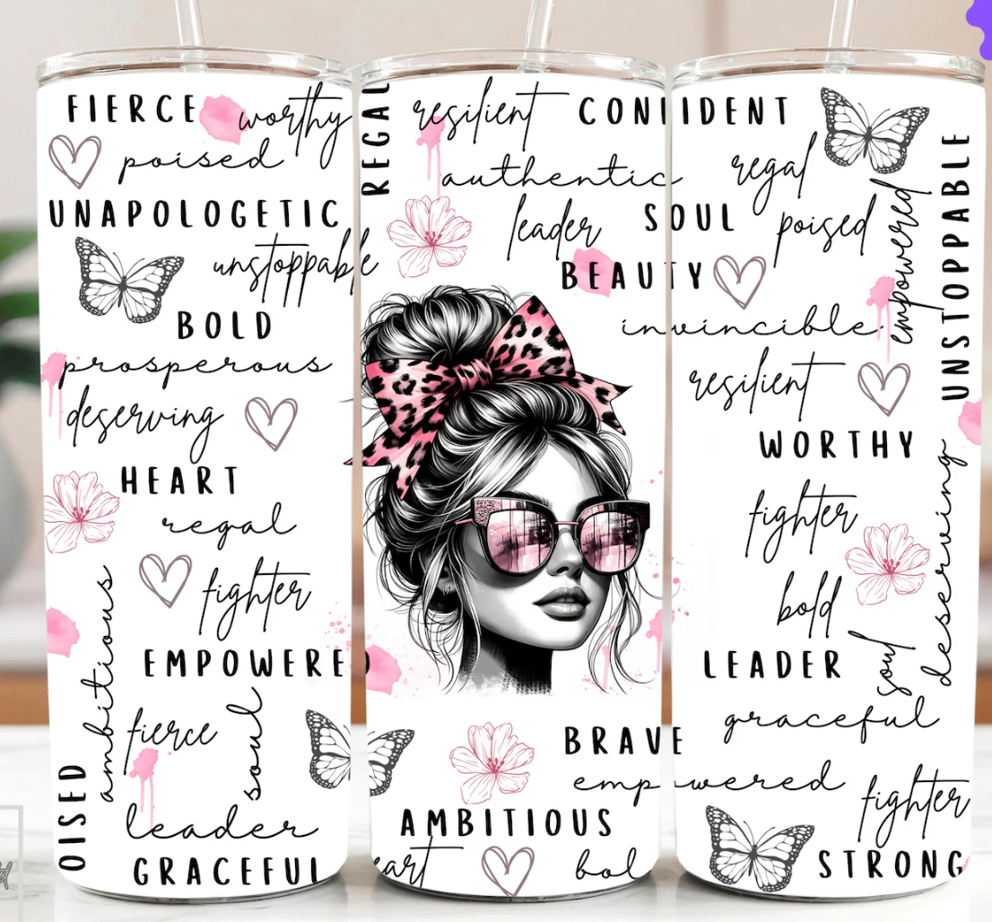 Positive Motivational Affirmation-20oz Skinny Tumbler