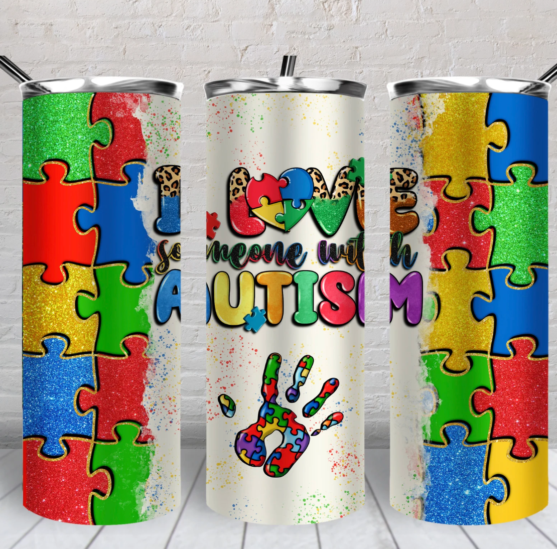 I love someone with Autism 20oz Skinny Tumbler