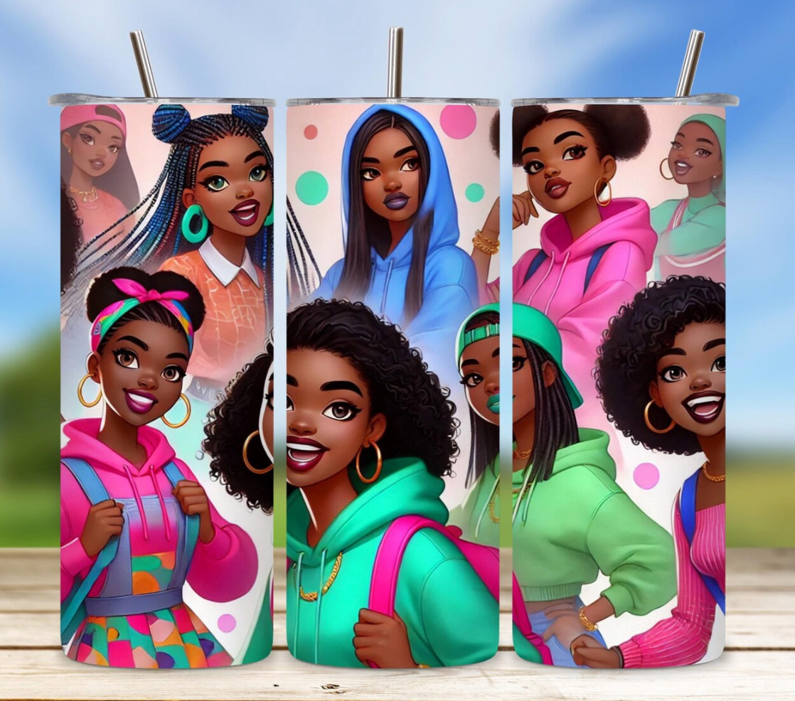 Black Girl Magic Affirmations -20oz Skinny Tumbler