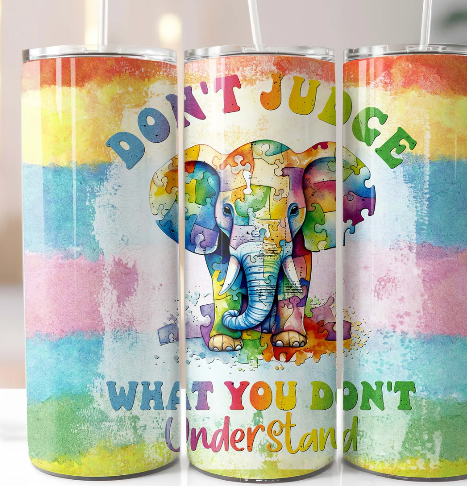 Dont judge autism-20oz Skinny Tumbler