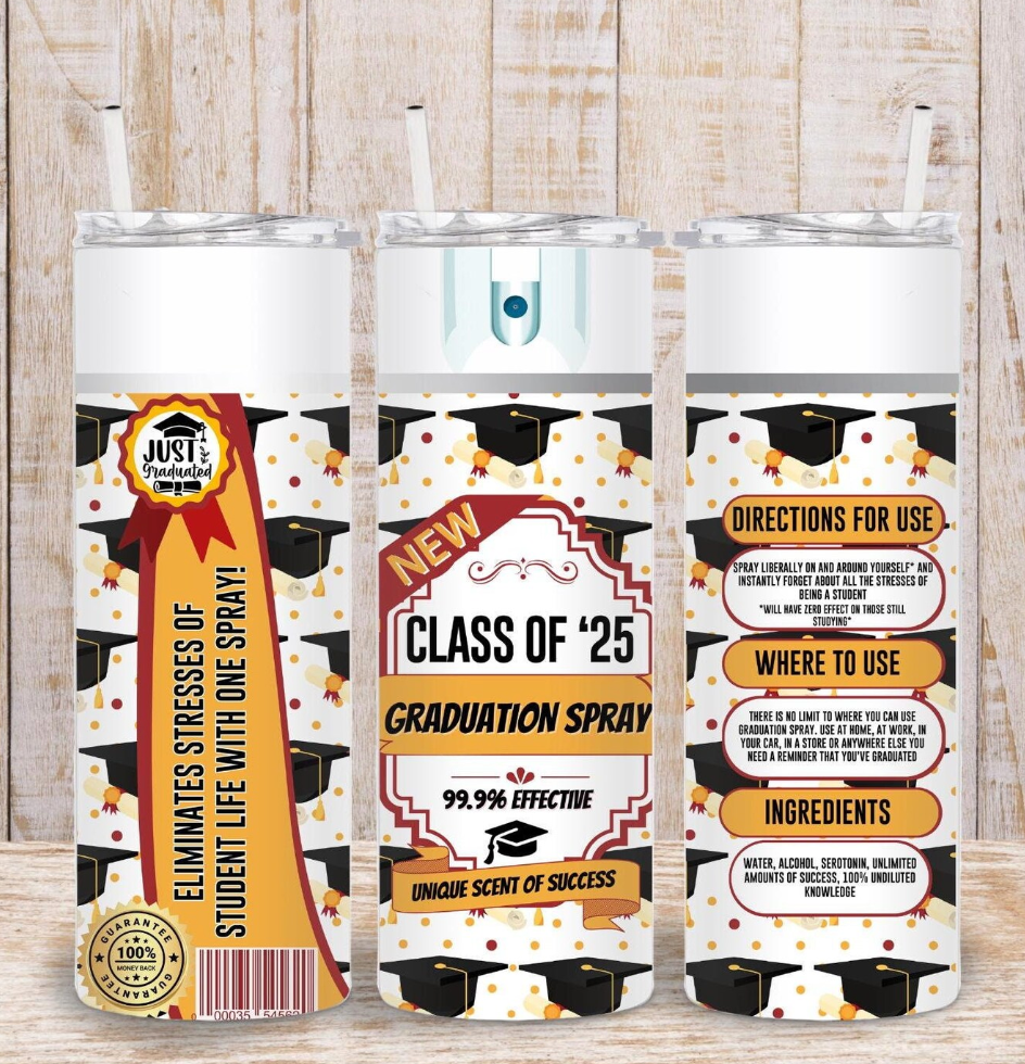 Class of 2025 Spray Bottle -20oz Skinny Tumbler