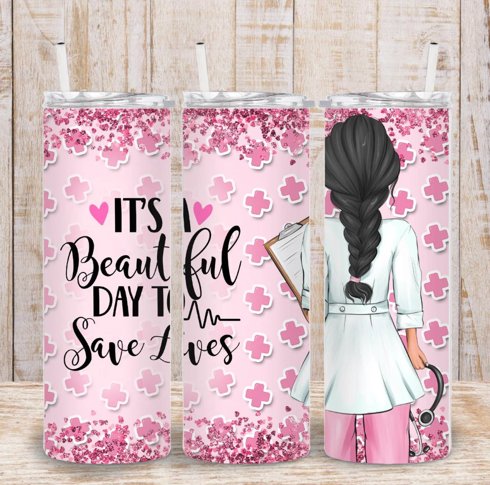 It's beautiful day to save lives - black hair-20oz transfer