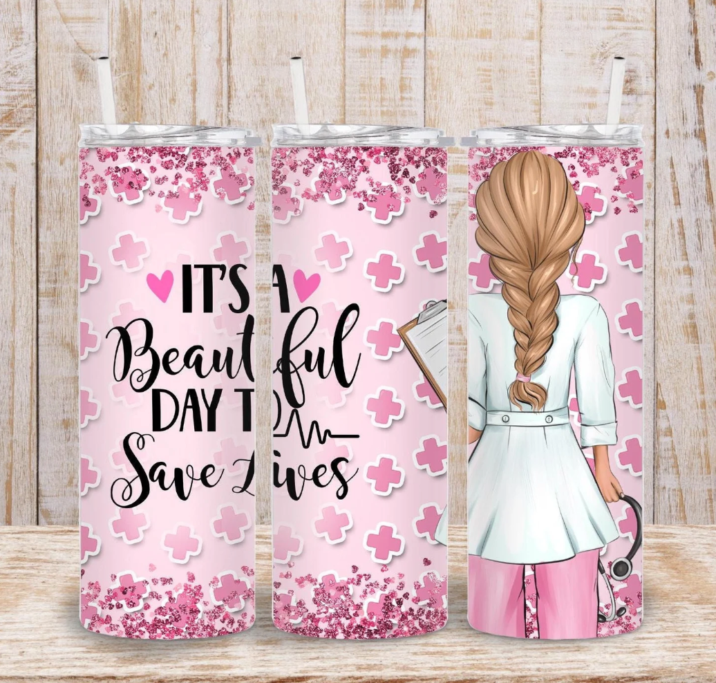 It's beautiful day to save lives -BLONDE hair-20oz transfer