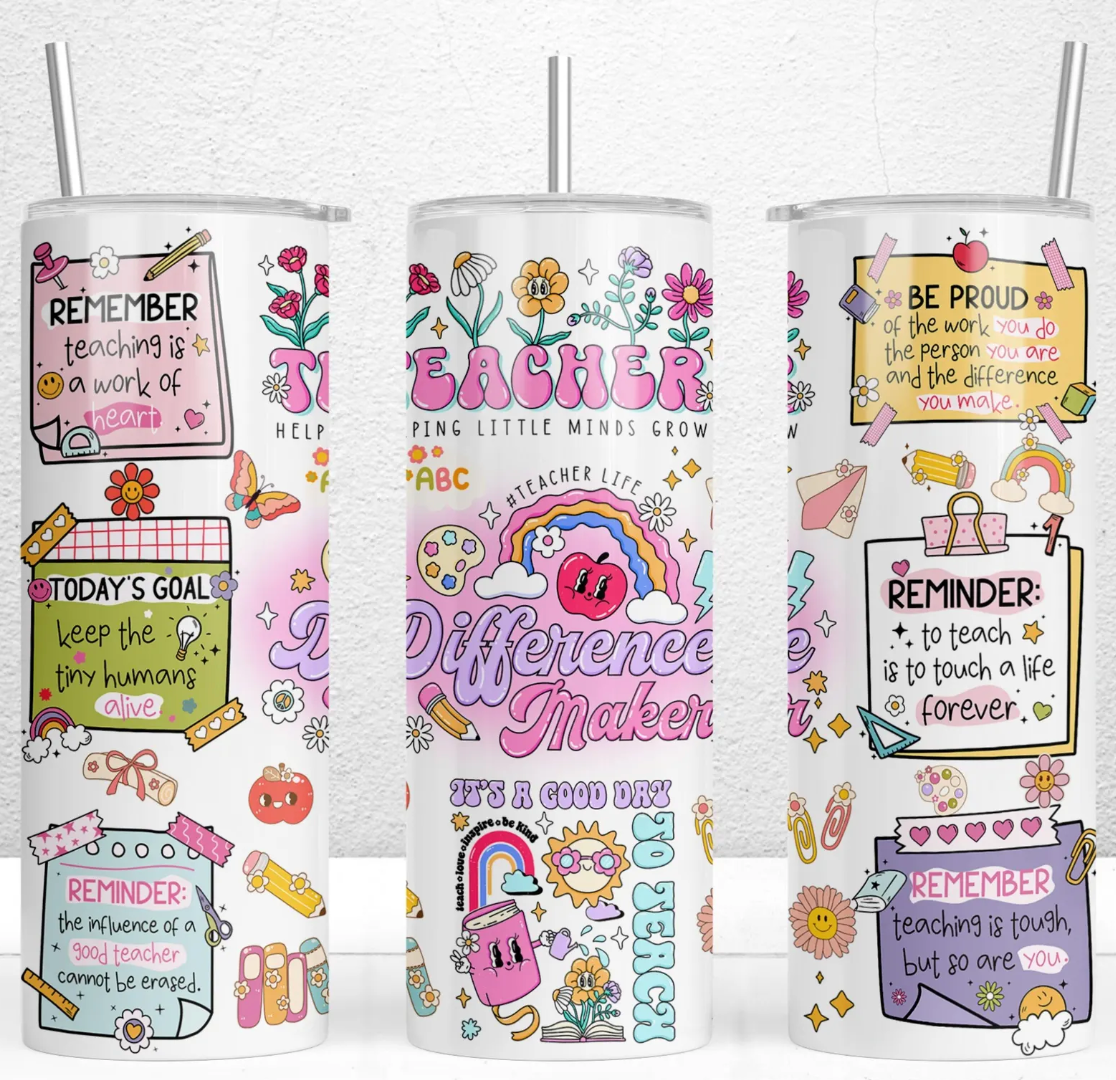 Groovy Teacher Reminders -20oz Skinny Tumbler