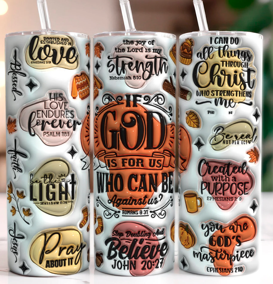 If God is for us who can be against -20oz Skinny Tumbler