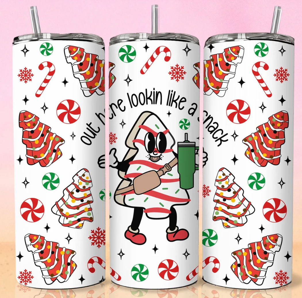 Out here looking like a snack (red) -20oz Skinny Tumbler