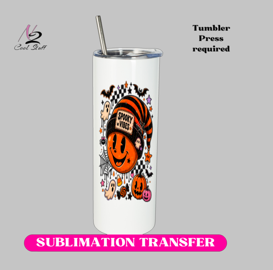 Hallooween smiley -20oz Skinny Tumbler (NOT A WRAP AROUND)